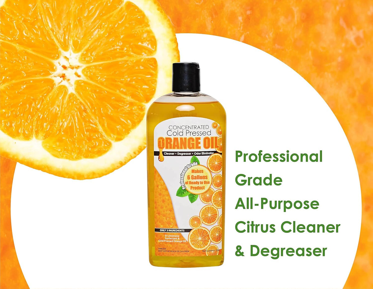 Cold Pressed Orange Oil Concentrate |12-ounce Professional Grade All-Purpose Citrus Cleaner
