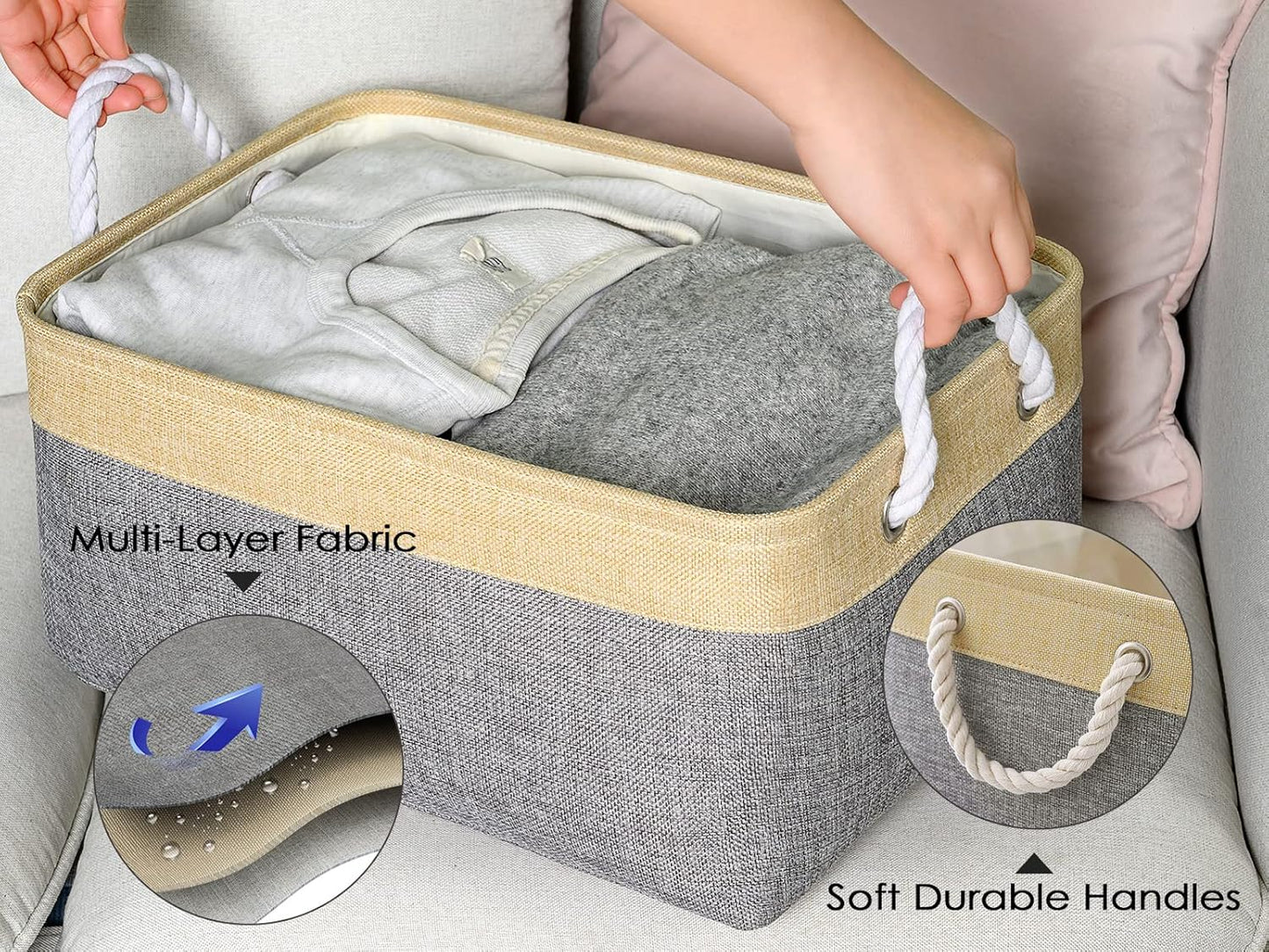 TheWarmHome Storage Basket for Organizing - 3 Pack 14x10x7 inch Large Collapsible Storage Bin for
