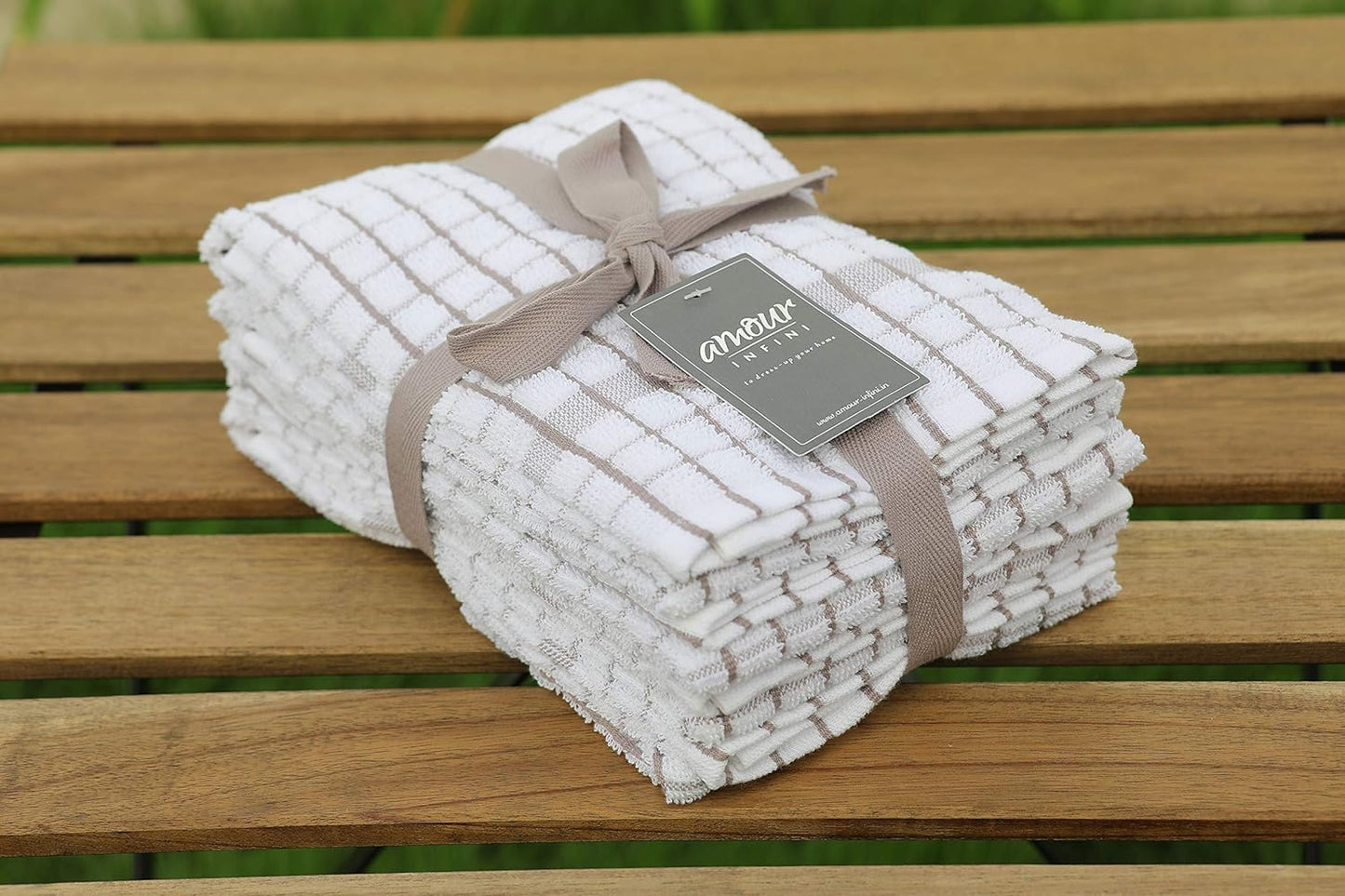 AMOUR INFINI Kitchen Towels Set of 4 - Highly Absorbent, Super Soft Terry Cotton 20x28 Inch Dish