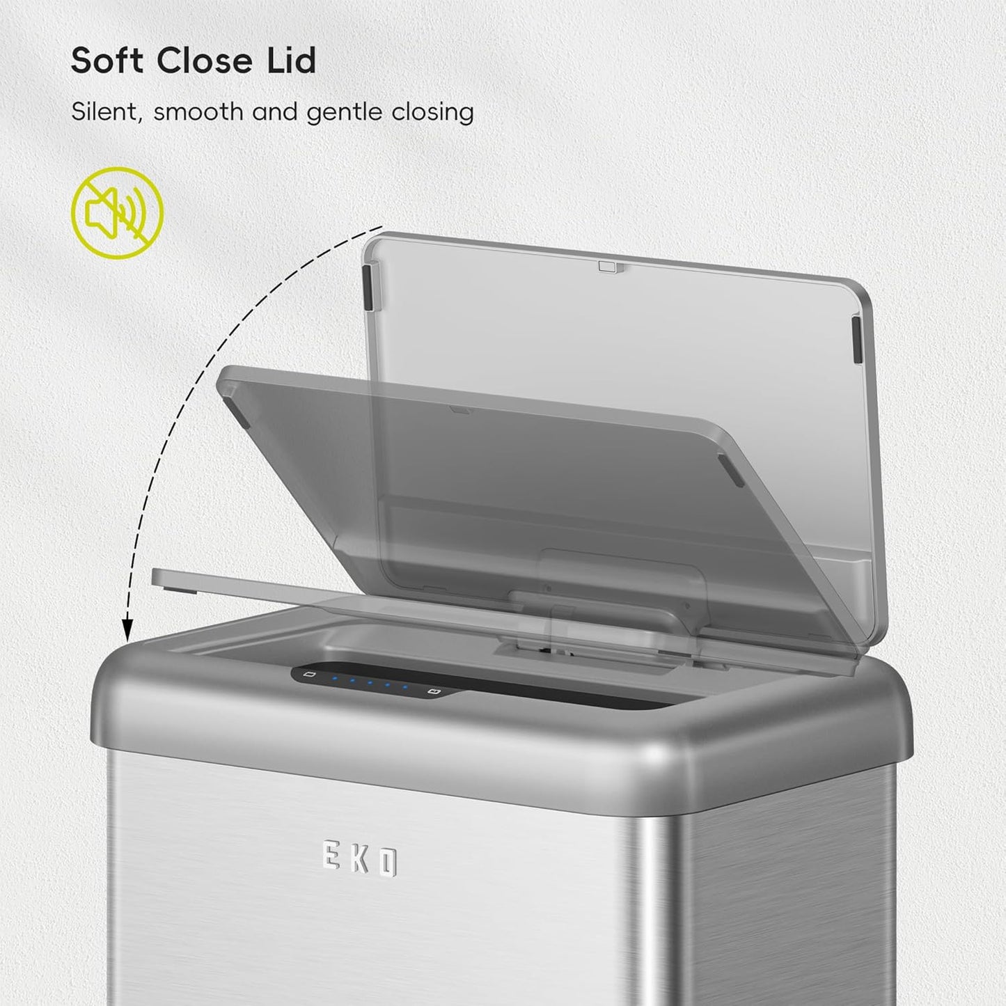 EKO Vintage 50L / 13.2 Gallon Motion Sensor Trash Can, Dual Compartment 32L + 18L Stainless Steel