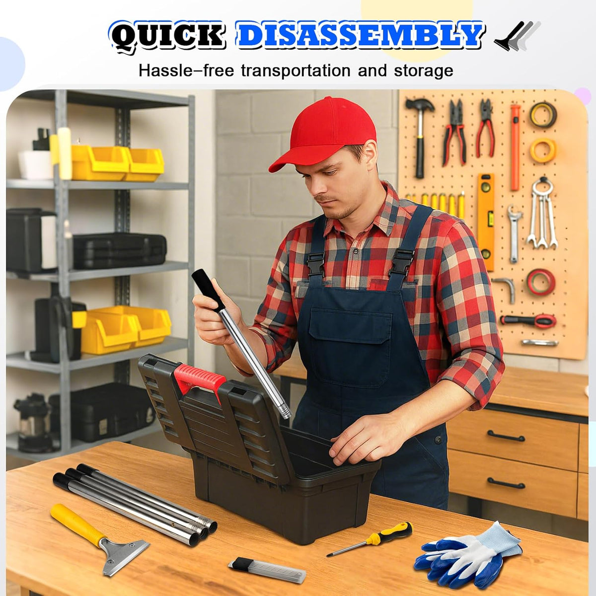 DIYSELF Scraper Tool 5.4ft (65in) Adjustable Floor Scraper Long Handle Heavy Duty Paint Scraper 4