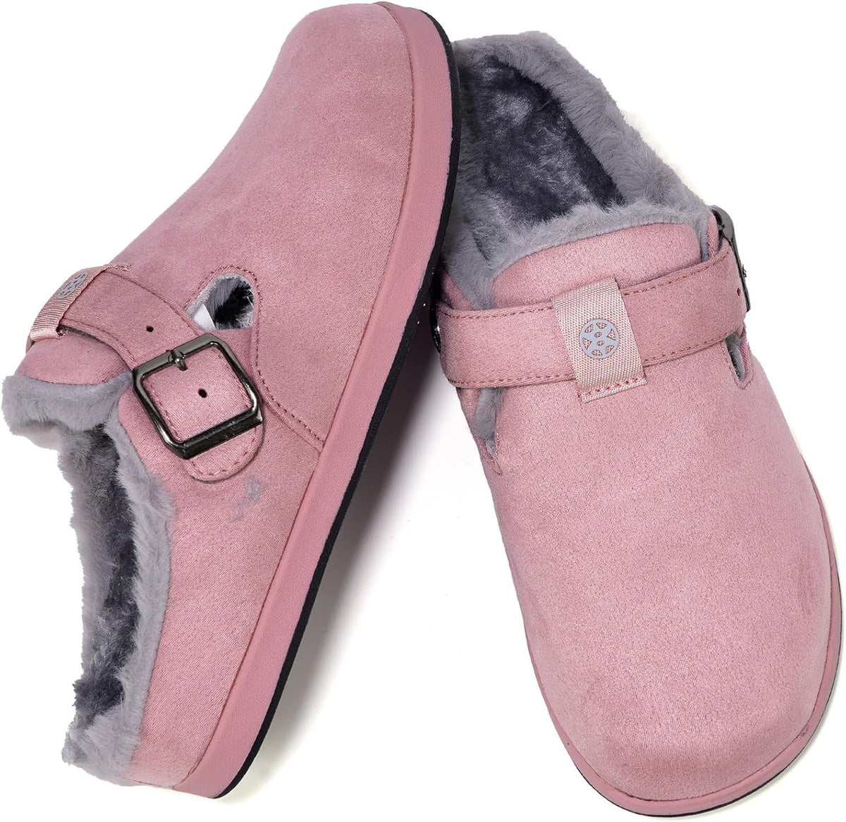 Fur Lined Clogs for Women Men Suede Winter Slippers Arch Support Slip on Mules Potato Shoes with