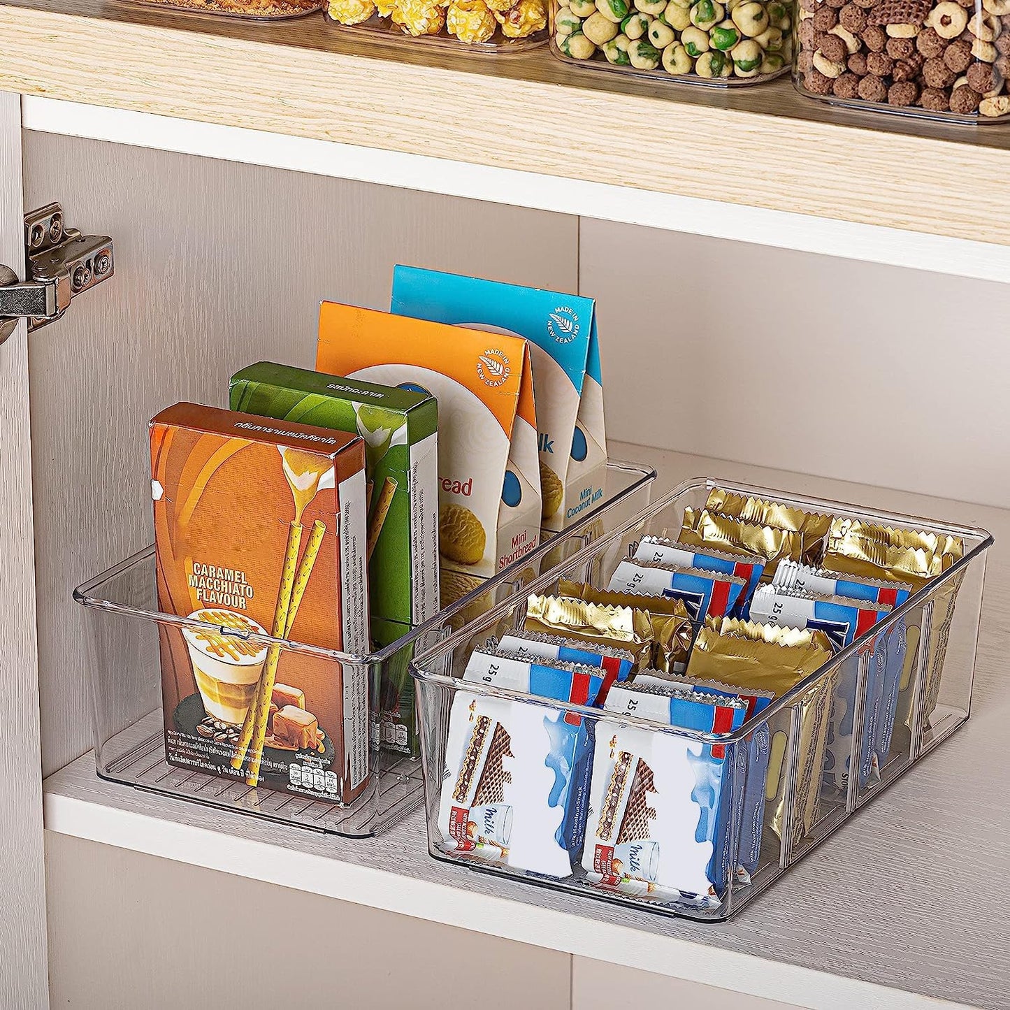 Vtopmart 6 Pack Food Storage Organizer Bins, Clear Plastic Bins for Pantry, Kitchen, Fridge