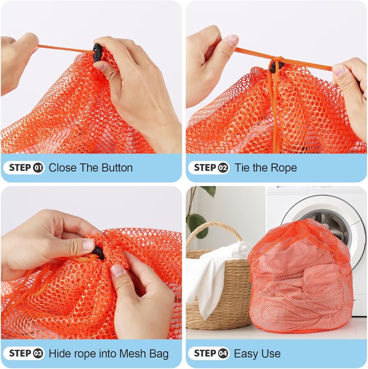 3Pcs Mesh Laundry Bags Washing Machine Mesh Wash Bags Jumbo for Delicates Clothes,Bed Linen,Toys