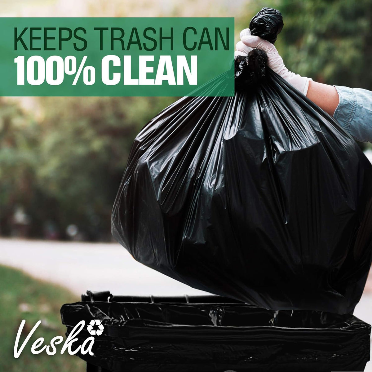 Veska 95-96 Gallon Trash Bags Heavy Duty (Huge 50 Bags W/Ties) 95-96 Gallon Trash Bags Large Black