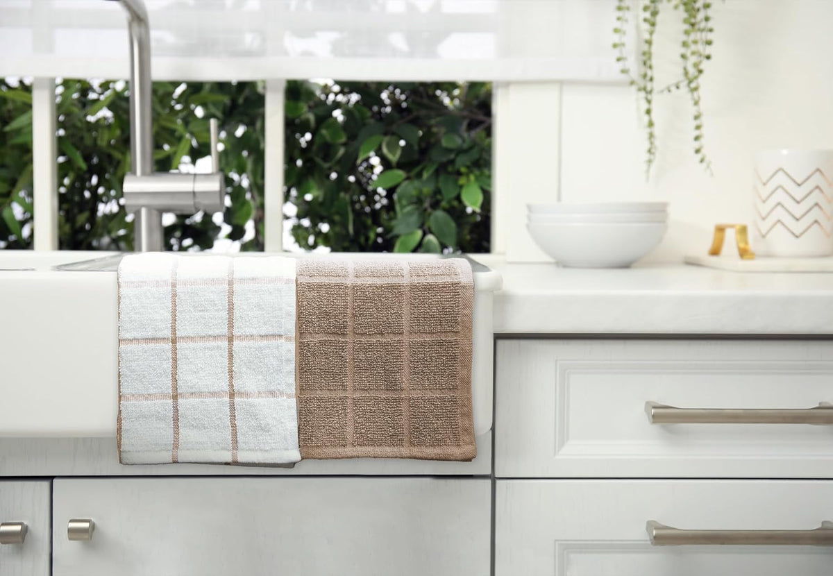 100% Cotton Terry Dish Cloth & Dish Towel, 6 Pack, Super Soft and Absorbent Kitchen Towels, Perfect
