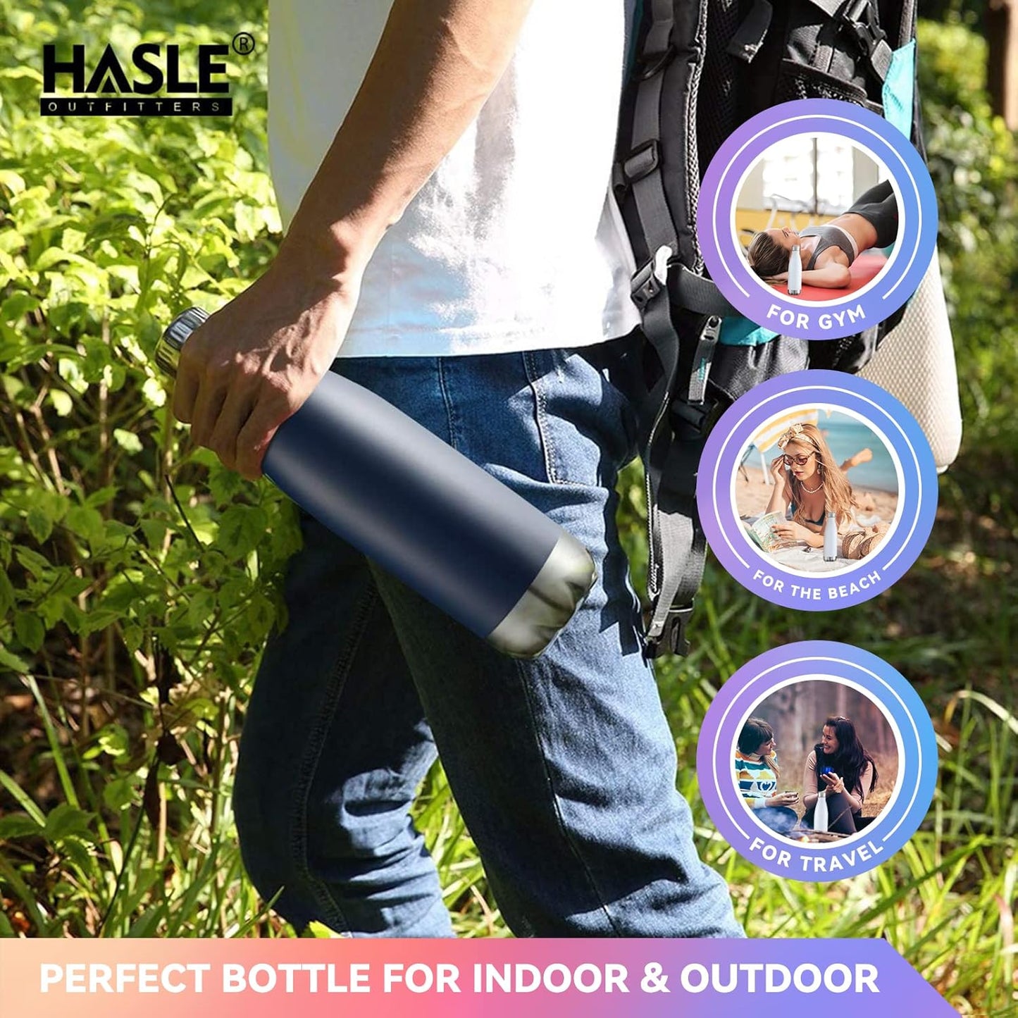HASLE OUTFITTERS 17oz Stainless Steel Water Bottles Bulk, Vacuum Insulated Water Bottles Double