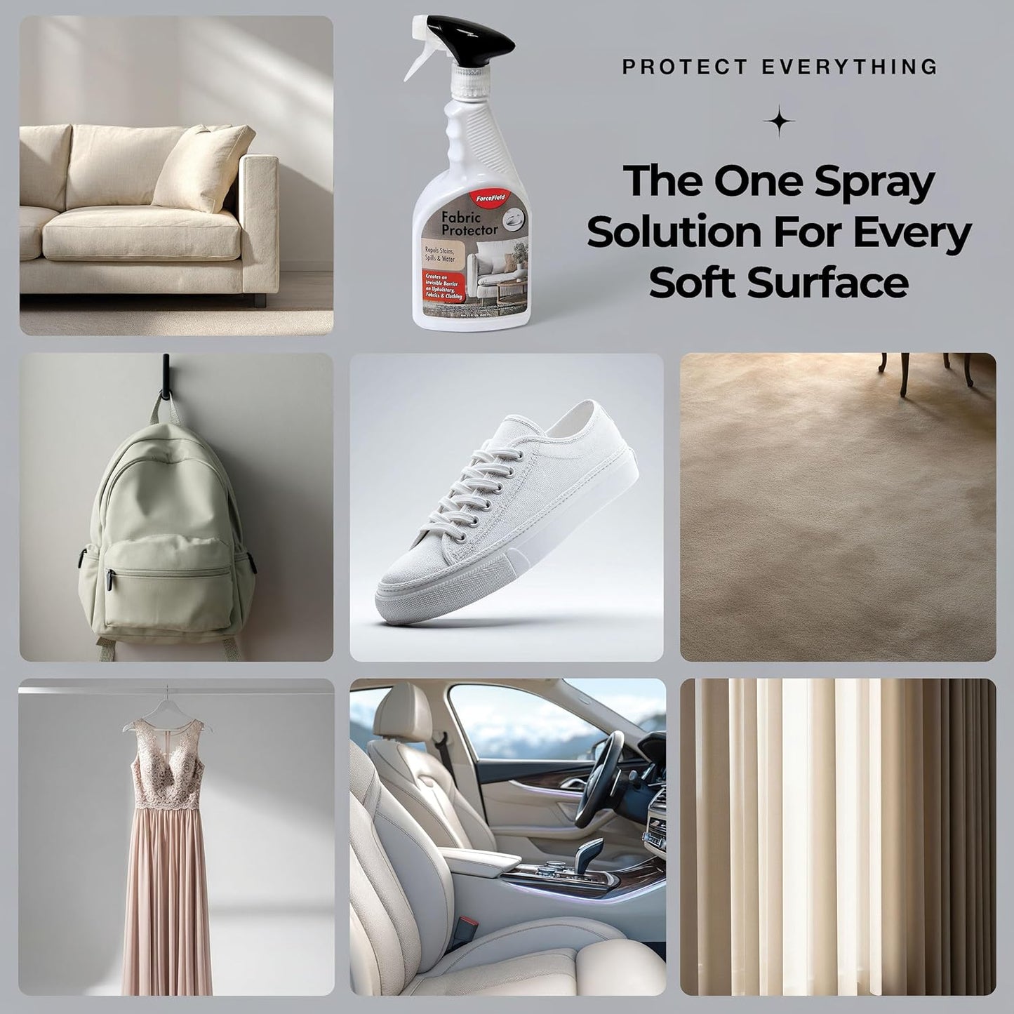 ForceField Fabric Protector Spray – Long-Lasting, Non-Toxic Water & Stain Repellent – Safe for All