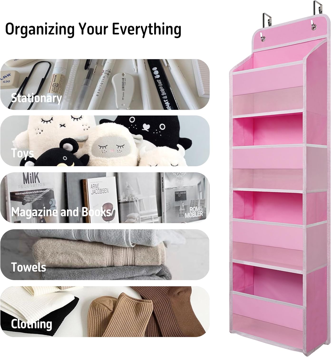 Over The Door Hanging Organizer with 4 Large Pockets – Closet, Bathroom, Nursery, Bedroom, Dorm