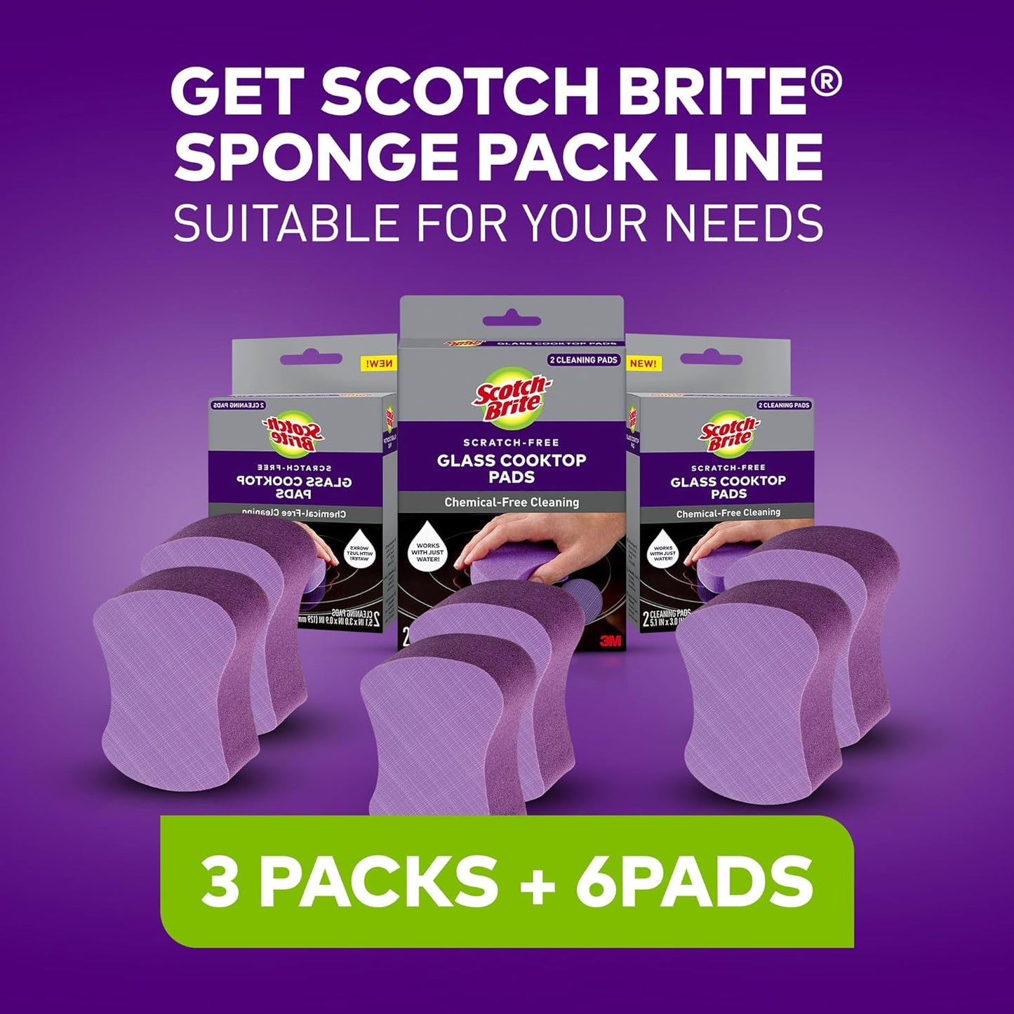 Scotch-Brite Glass Cooktop Pads, Scratch-Free & Non-Abrasive Scrubbers for Glass or Ceramic