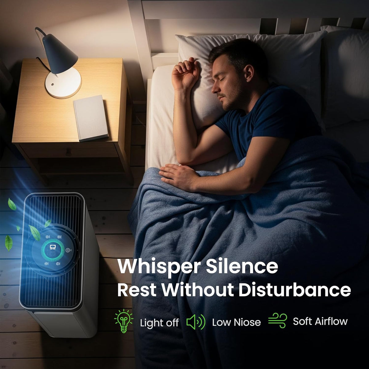 VUSIGN Air Purifier for Home Dorm Room up to 1110 ft², CADR 143 CFM, H13 HEPA Filter, Smart App