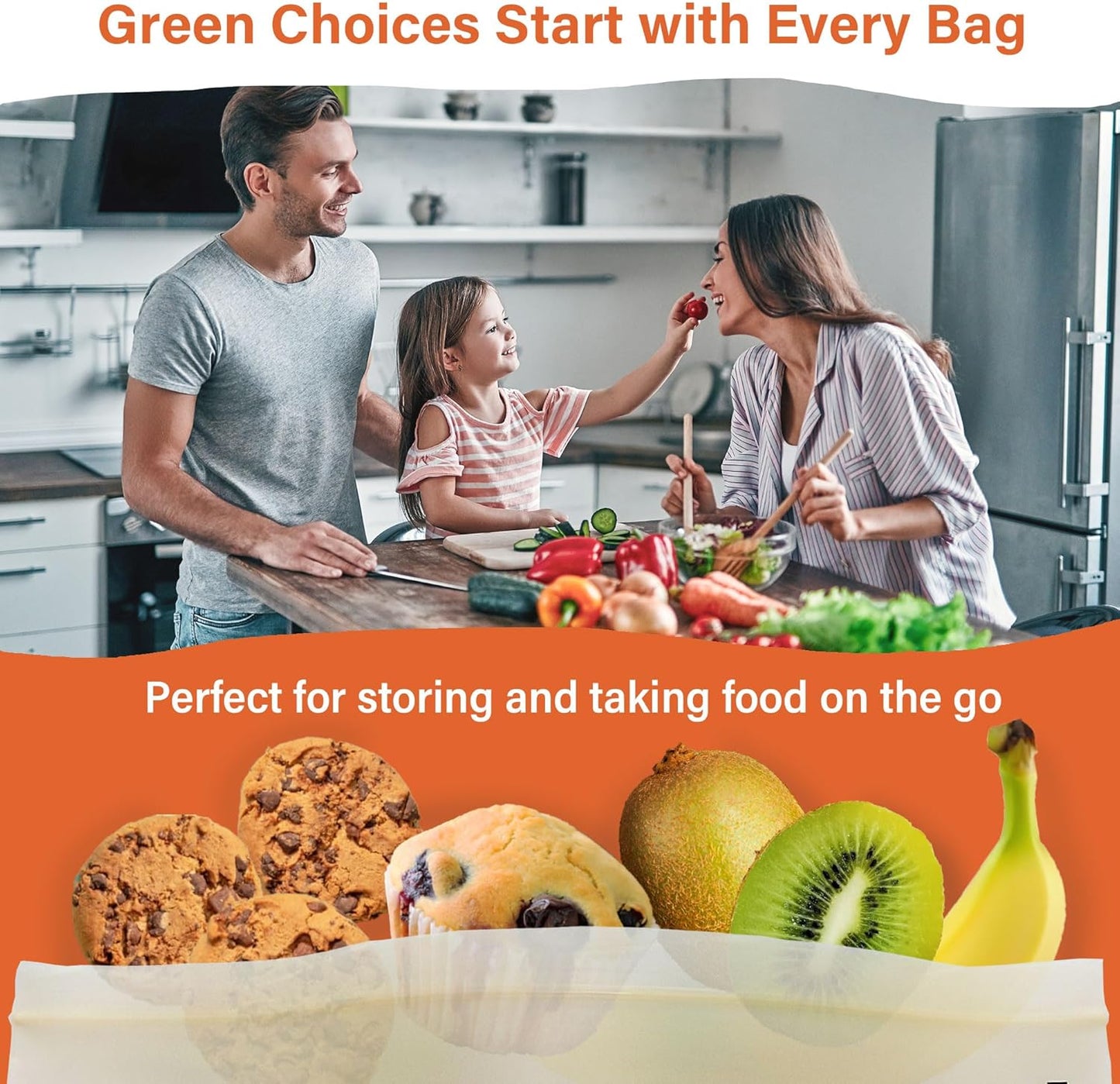 Compostable Food Storage Bags 110 Count, Extra Thick and Reusable, Eco-Friendly, Certified US BPI