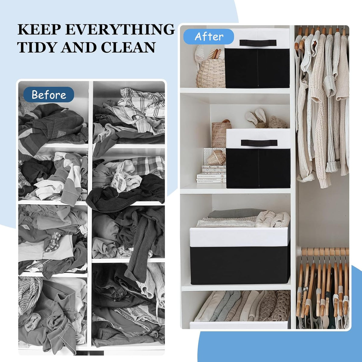 Criusia Large Storage Bins for Shelves 4 Pack, Closet Storage Baskets for Clothes Blanket Beddings