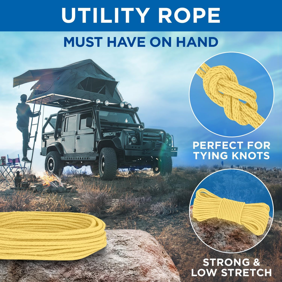 TECEUM Cotton Rope 3/16” (5 mm) – 100 FT – Strong All-Purpose Braided Rope – Natural Cotton – for