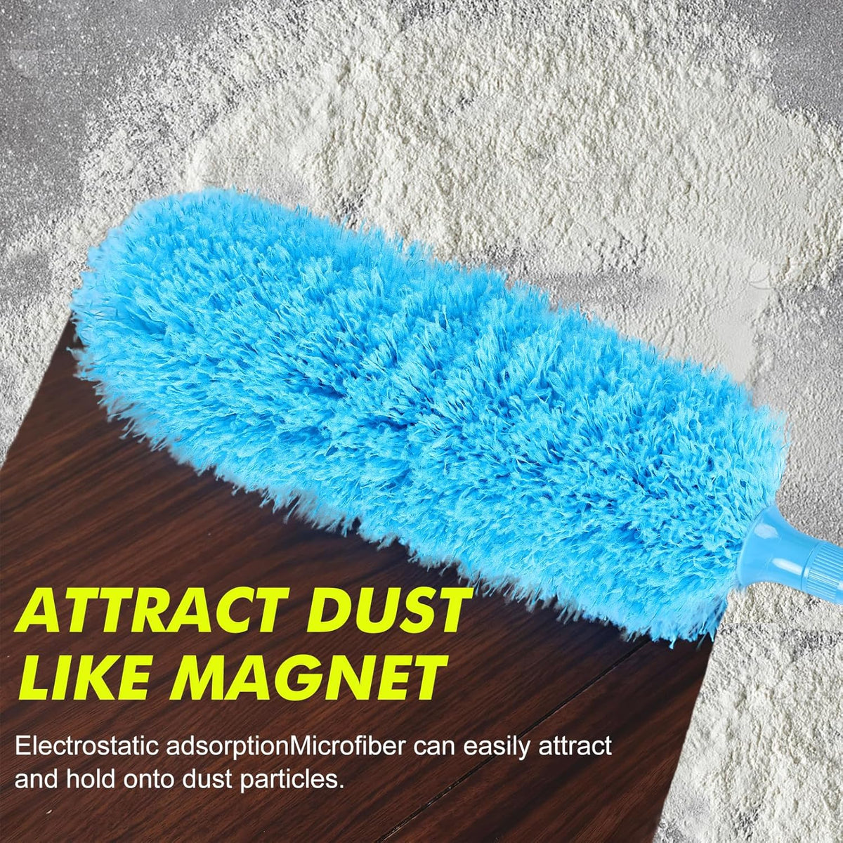 Rainbow Extendable Static Duster Reusable Microfiber Duster with 100" Telescoping Pole, Beandable