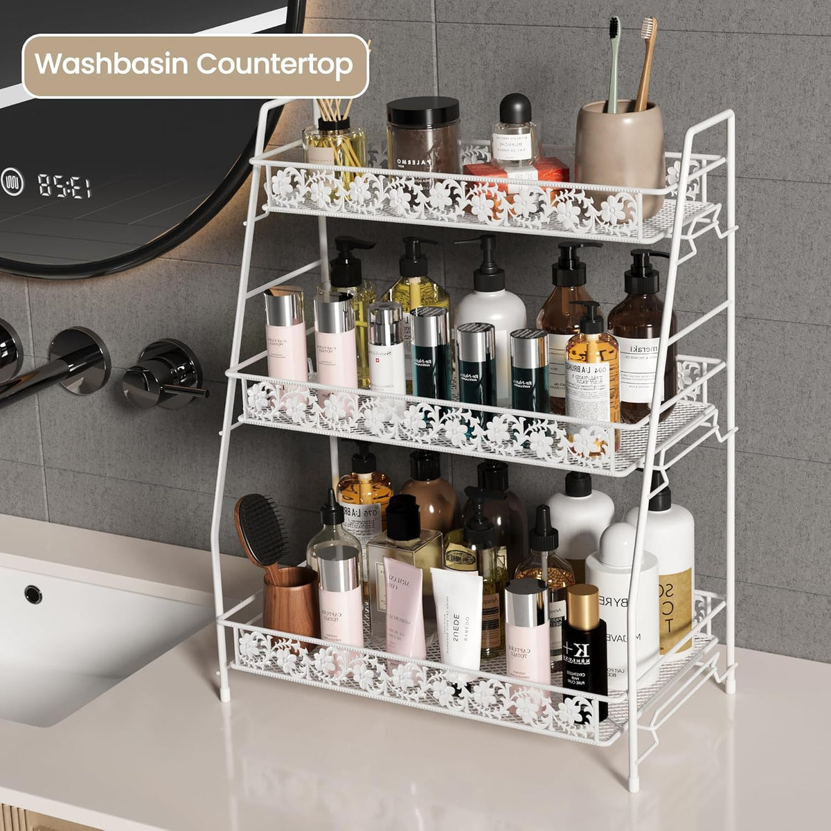3-Tier Large Size Storage Rack,Counter Organiztion for Bathroom Countertop Organizer Shelf for
