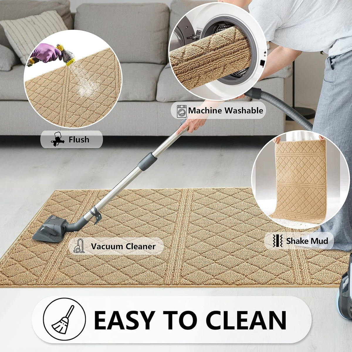 REFETONE Indoor Doormat, Front Back Door Mat 24"x36" Absorbent Rubber Backing Non Slip Door Mats