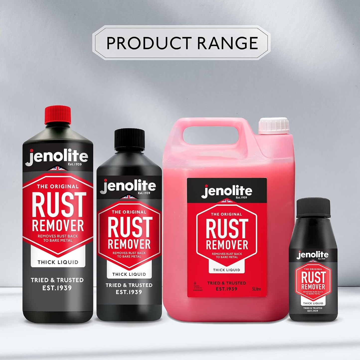 JENOLITE Rust Remover for Metal - Fast Acting No Drip Thick Liquid - Industrial Strength, Removes