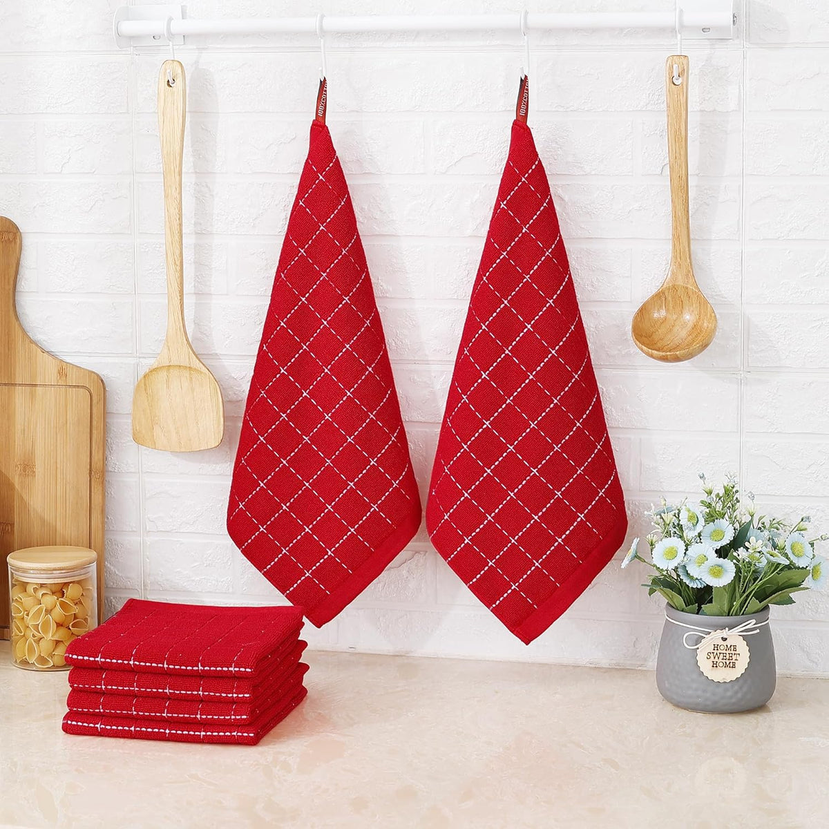 Homaxy 100% Cotton Terry Kitchen Dish Cloths, Ultra Soft and Absorbent Dish Towels for Kitchen