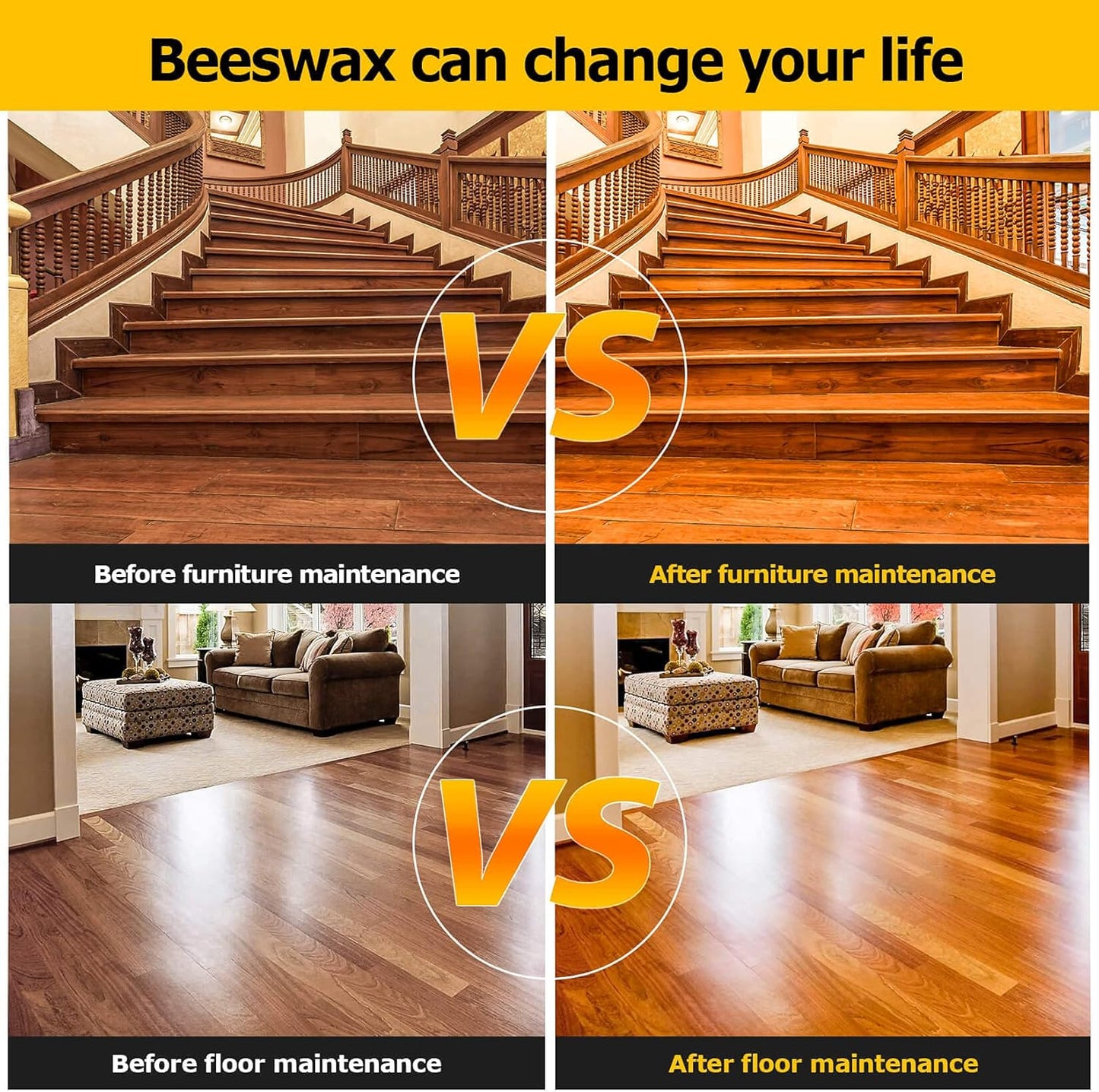CARGEN Beeswax Furniture Polish, Wood Seasoning Beeswax for Furniture Wood Wax for Dining Table