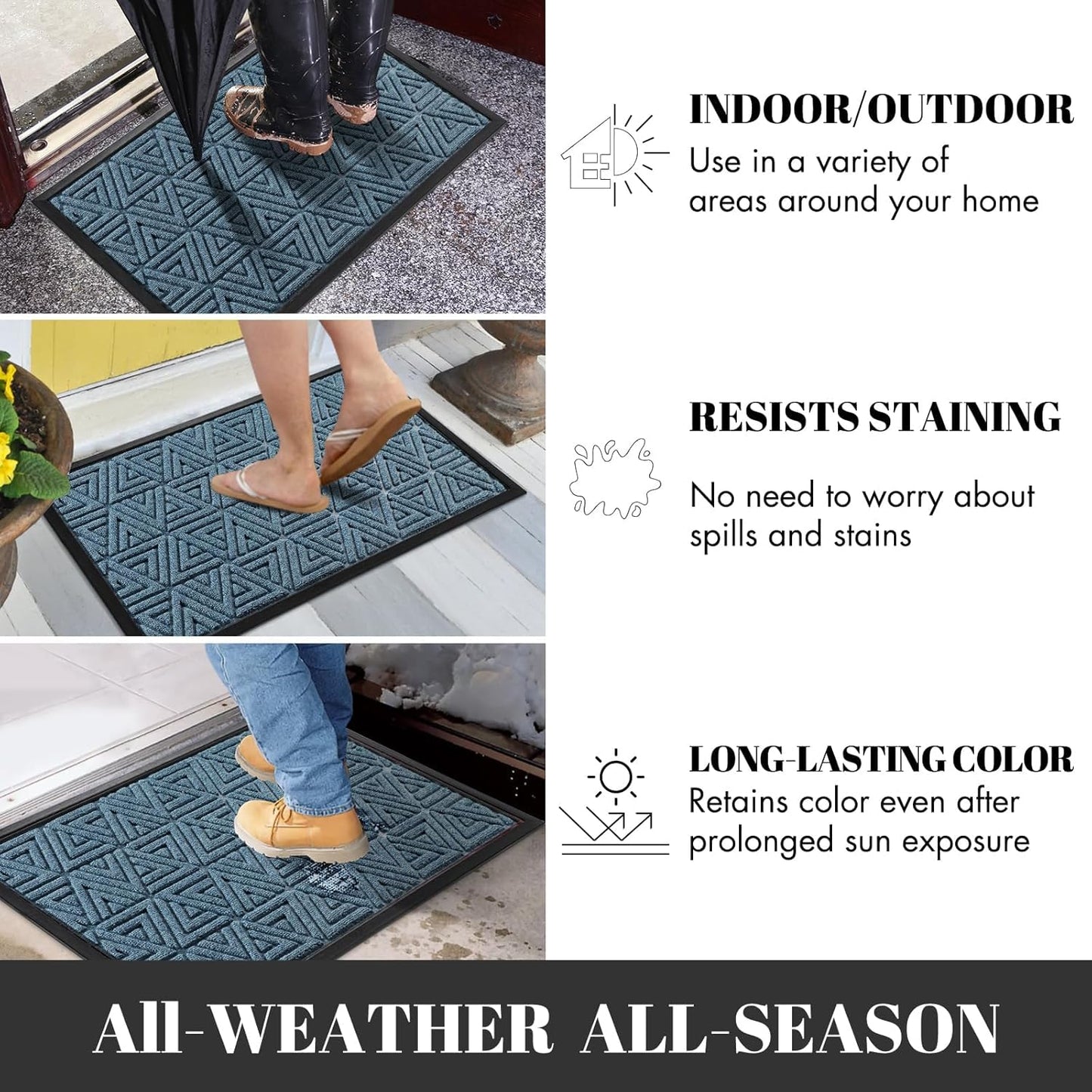 Yimobra Large Door Mat 47x24, All-Weather Waterproof Non-Slip Welcome Matt Outdoor, Heavy Duty Non