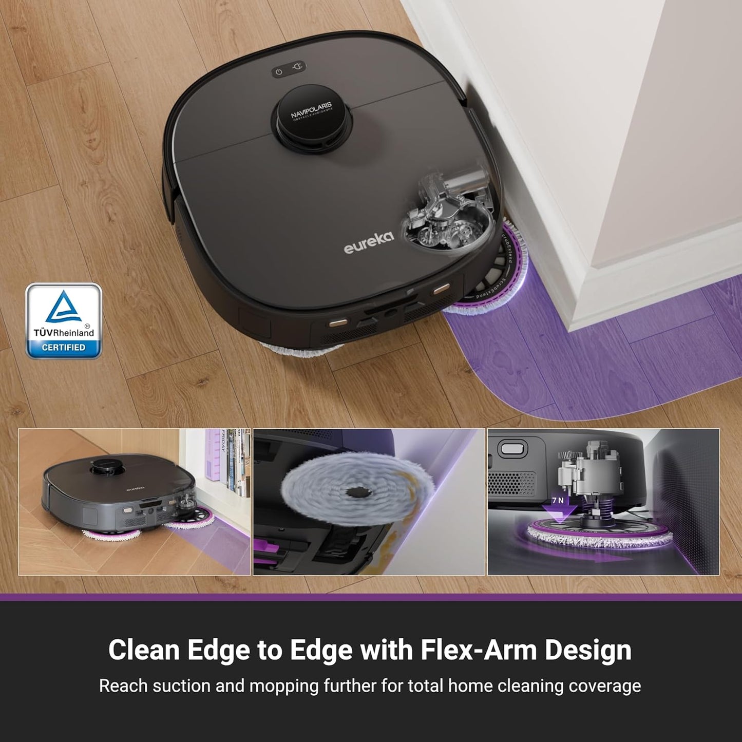 Eureka J15 Pro Ultra Robot Vacuum and Mop with Self Emptying Base, 16,200 Pa Suction, Flex-Arm