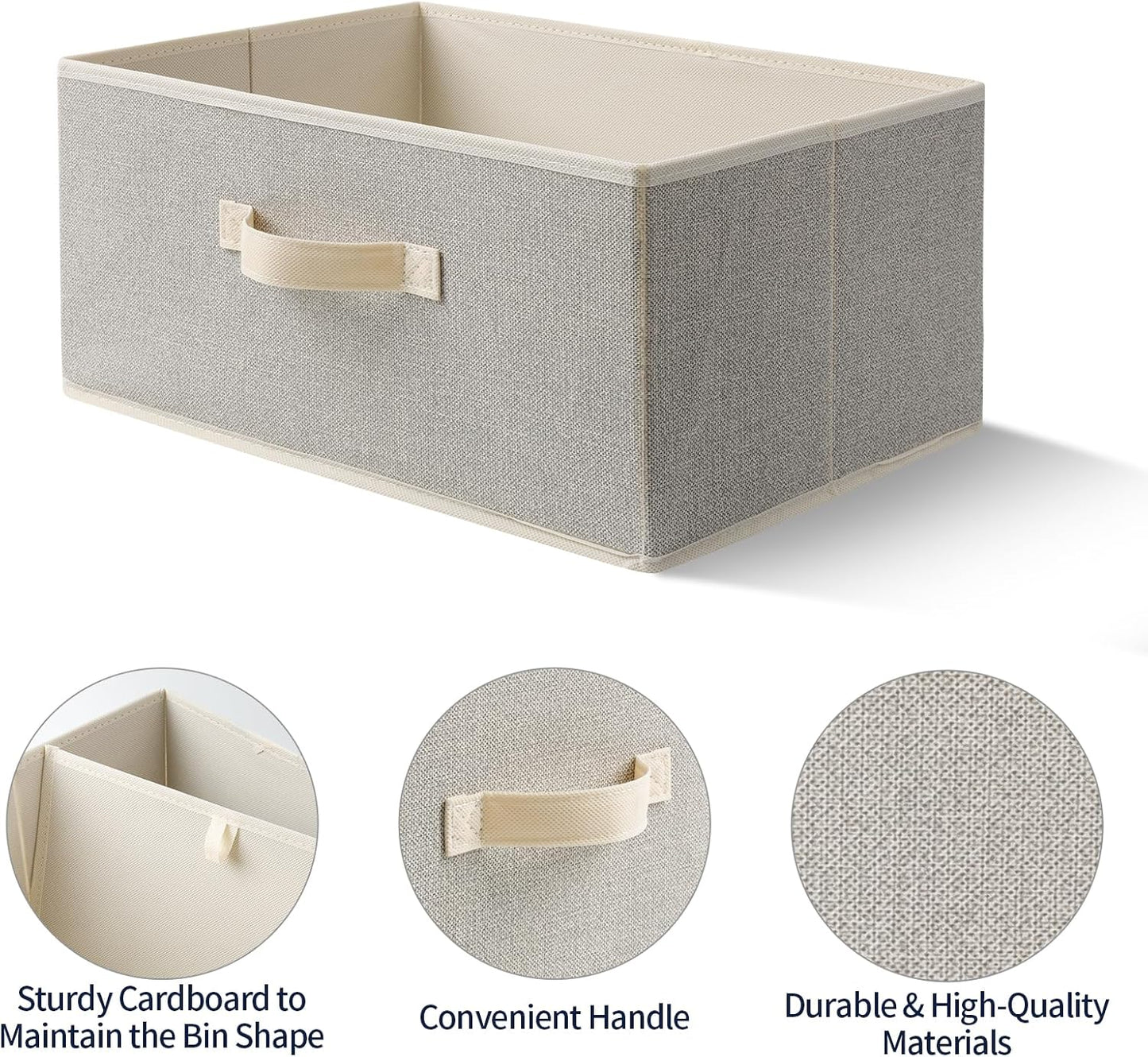 Storage Baskets, 15.7 Inch Woven Fabric Bins, Storage Cubes with Reinforced Handles, Organizer Bins