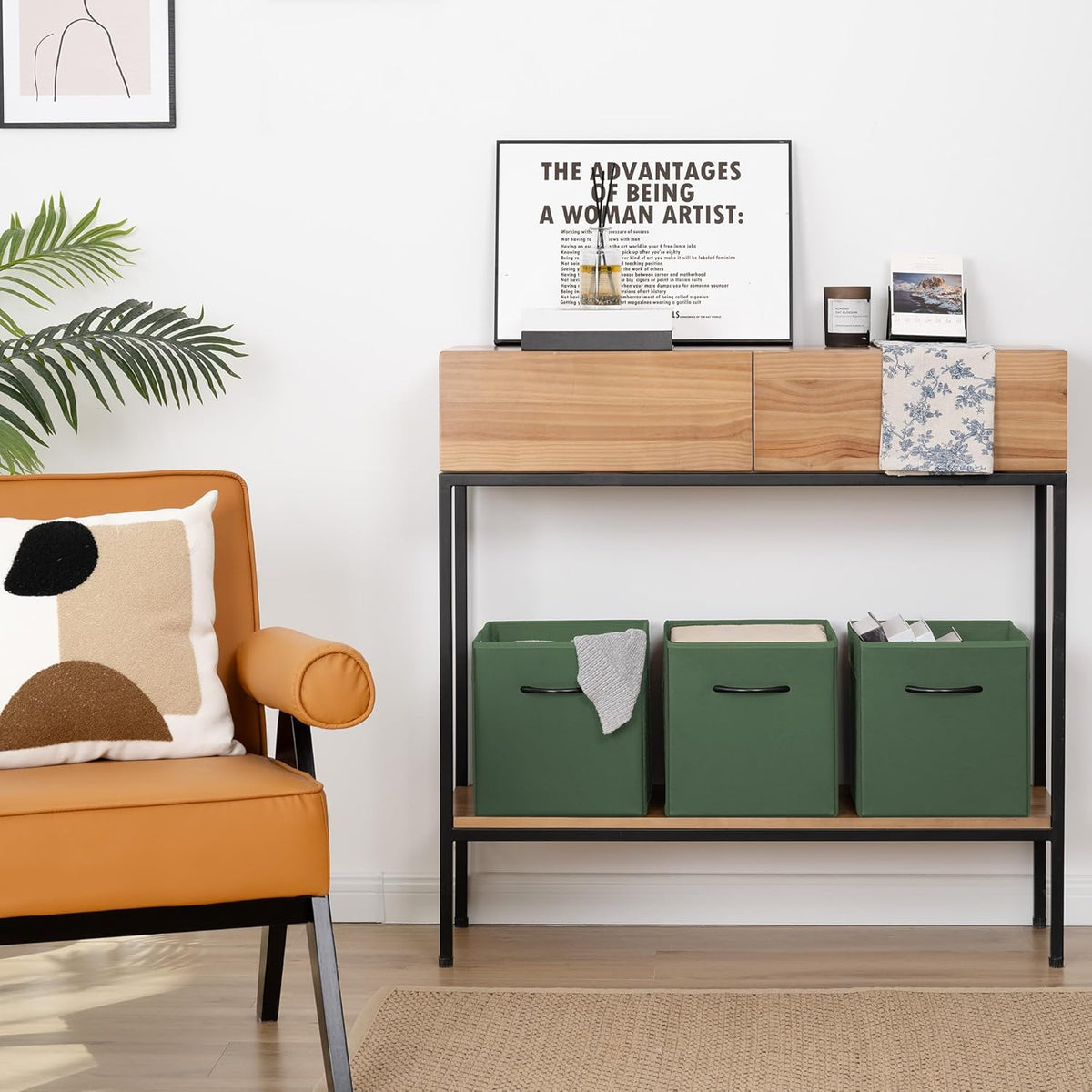 StorageWorks Green Storage Cubes, 11 Inch Cube Storage Bins with Handle, Cube Storage Organizer