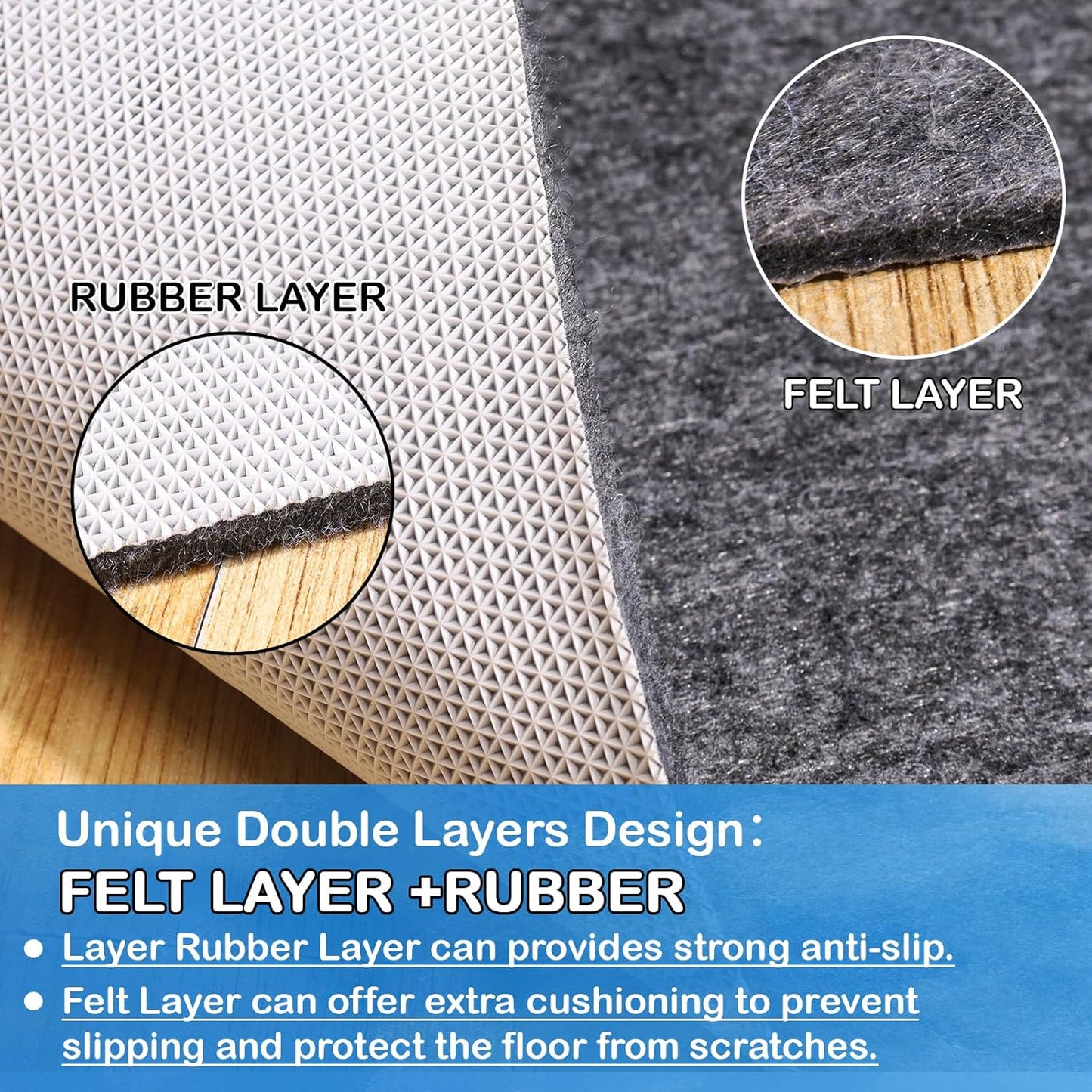 Non-Slip Rug Pads 9 x 12 ft, 100% Waterproof Extra Large Area Rugs Non Skid Rug Pad for All Floors
