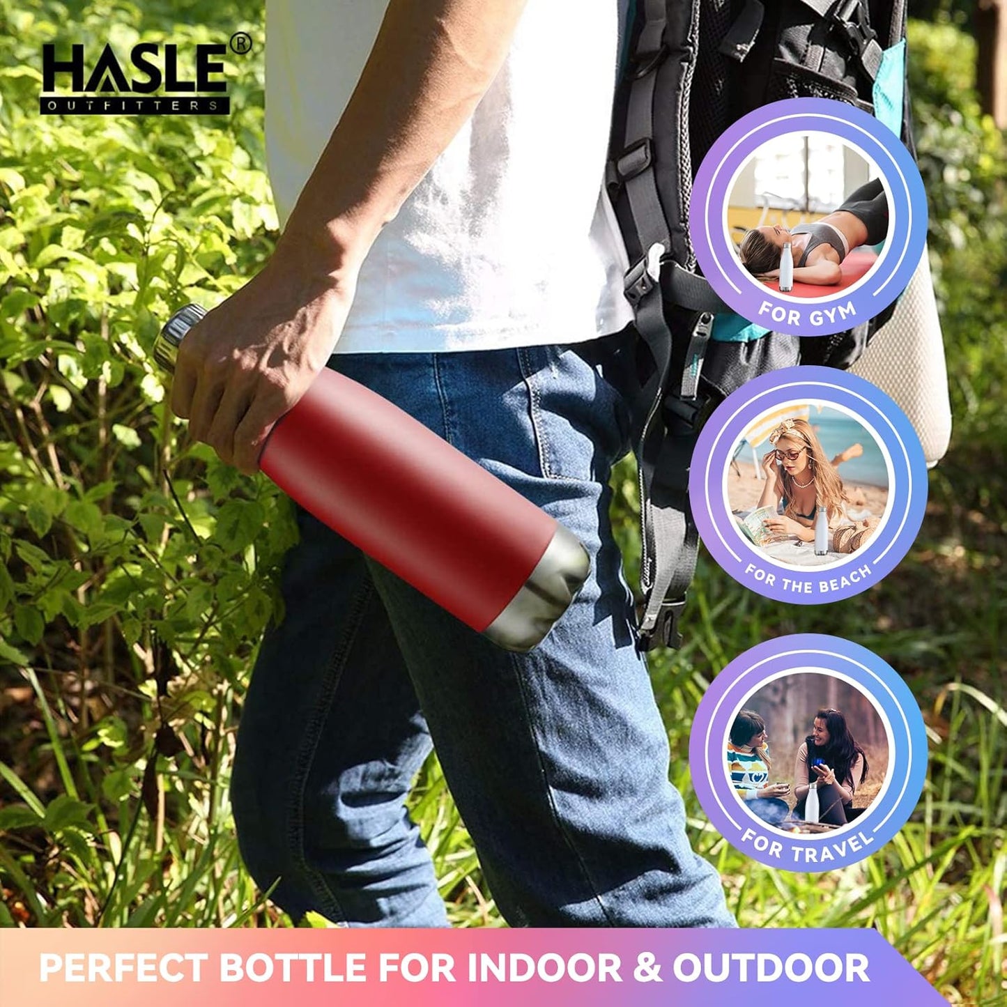 HASLE OUTFITTERS 17oz Stainless Steel Water Bottles Bulk, Vacuum Insulated Water Bottles Double