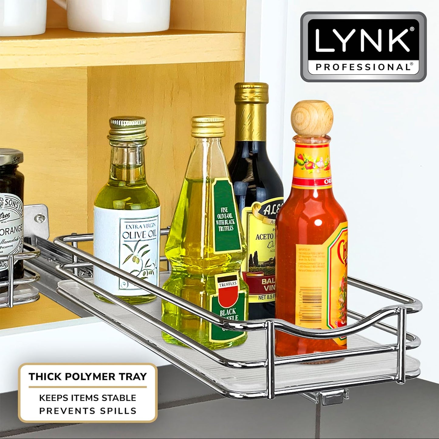 LYNK PROFESSIONAL® Pull Out Spice Rack Organizer for Inside Kitchen Cabinets - 4-1/4 inch Wide