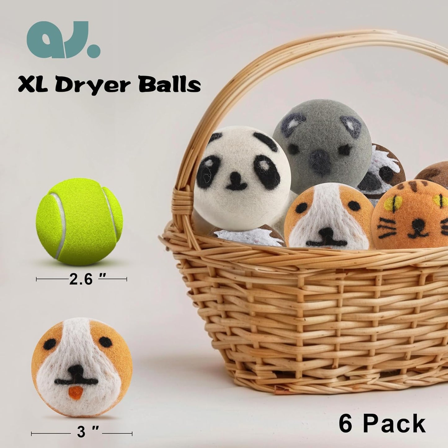 Wool Dryer Balls Laundry Reusable, Natural Eco-Friendly Fabric Softener Reduce Clothing Wrinkles