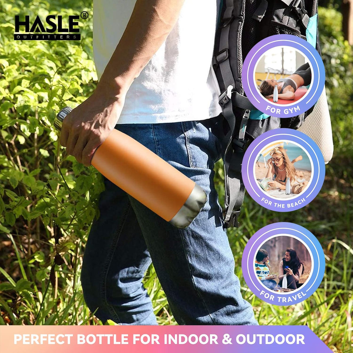 HASLE OUTFITTERS 17oz Stainless Steel Water Bottles Bulk, Vacuum Insulated Water Bottles Double