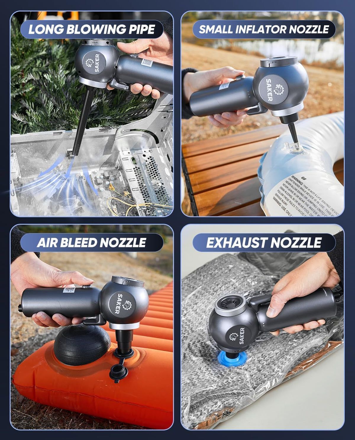 Saker 6 in 1 Car Vacuum Cleaner, 20000PA Handheld Vacuum Cordless Rechargeable 7800mAH with Type-C