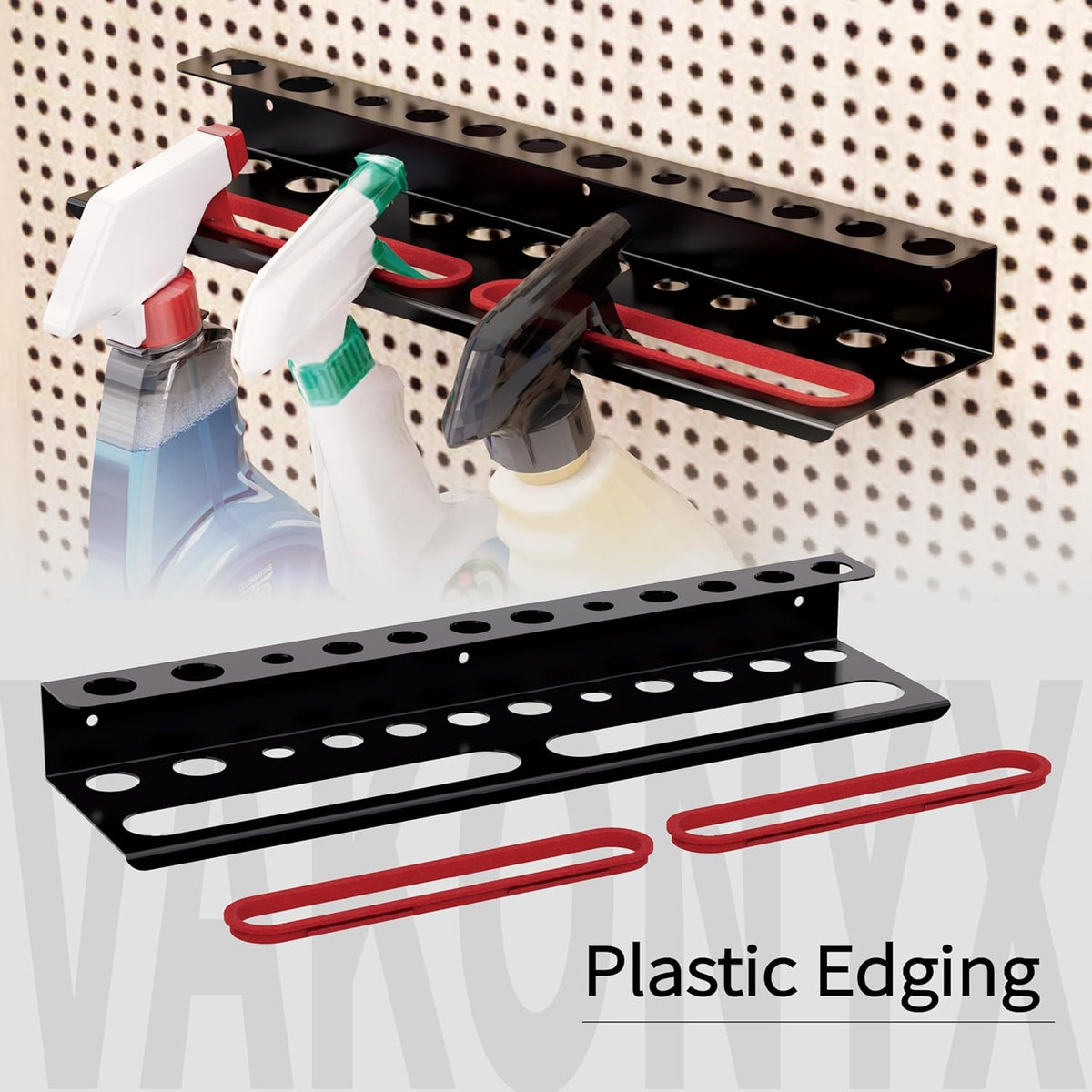 Wall Mount Brush & Spray Bottle Holder Combo Rack for Garage, Detailing Organizer with Mounting