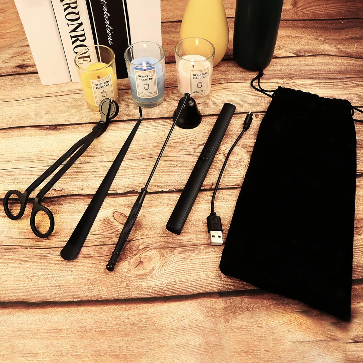 4 IN 1 Candle Wick Trimmer, Electric Candle Lighter Rechargeable, Candle Snuffer, Candle Wick