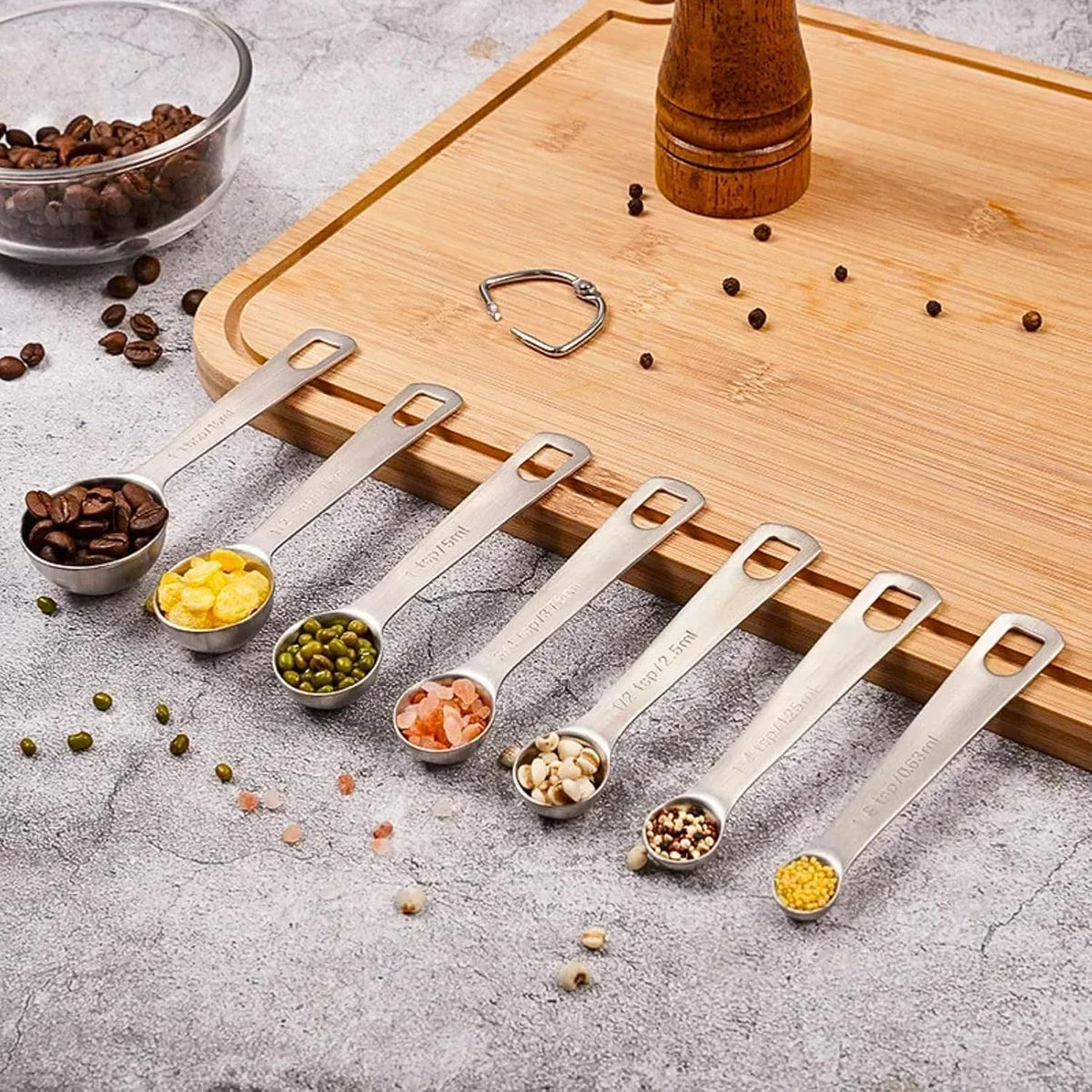 14PCS Measuring Spoons Set, 1 tbsp, 1/2 tbsp, and 1-1/16tsp Stainless Steel Measuring Spoons for