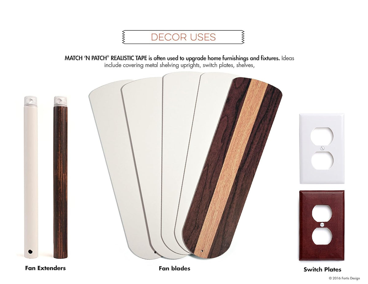 MATCH 'N PATCH Realistic Wood Grain Repair Tape - Durable Multi-Use Adhesive Tape for Furniture