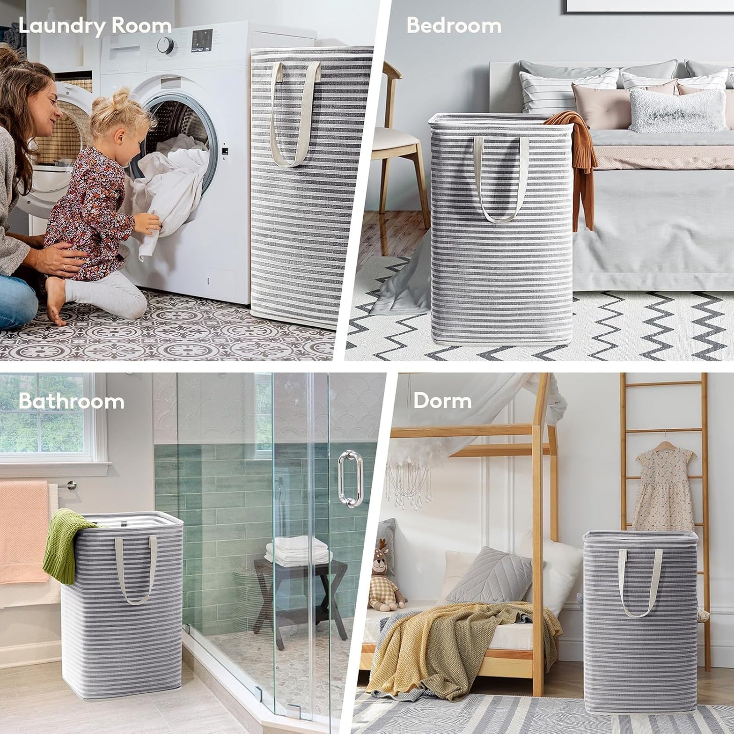Lifewit 2 Pack Laundry Hamper Large Collapsible Laundry Baskets, Freestanding Waterproof Clothes