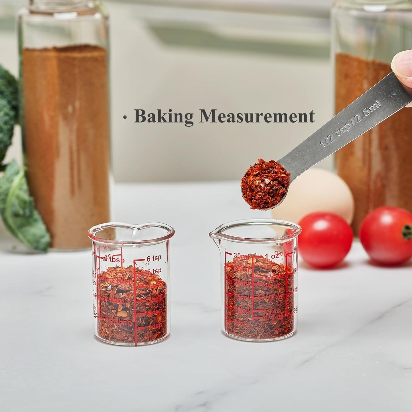 High Borosilicate Glass Measuring Cup with V-Shaped Spout, 30ml (1oz) | Pack of 2 – Precision Glass