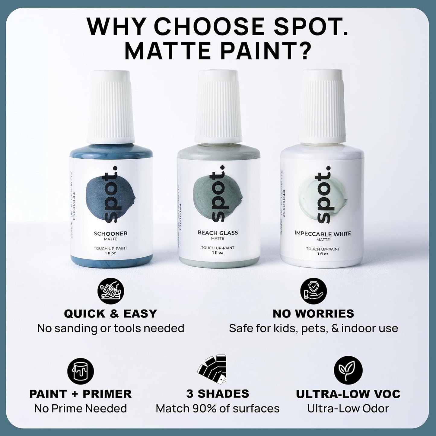 spot. Touch-Up Paint | Matte Finish for Cabinets, Walls, Doors & Furniture | Multi-Tone Blue Repair