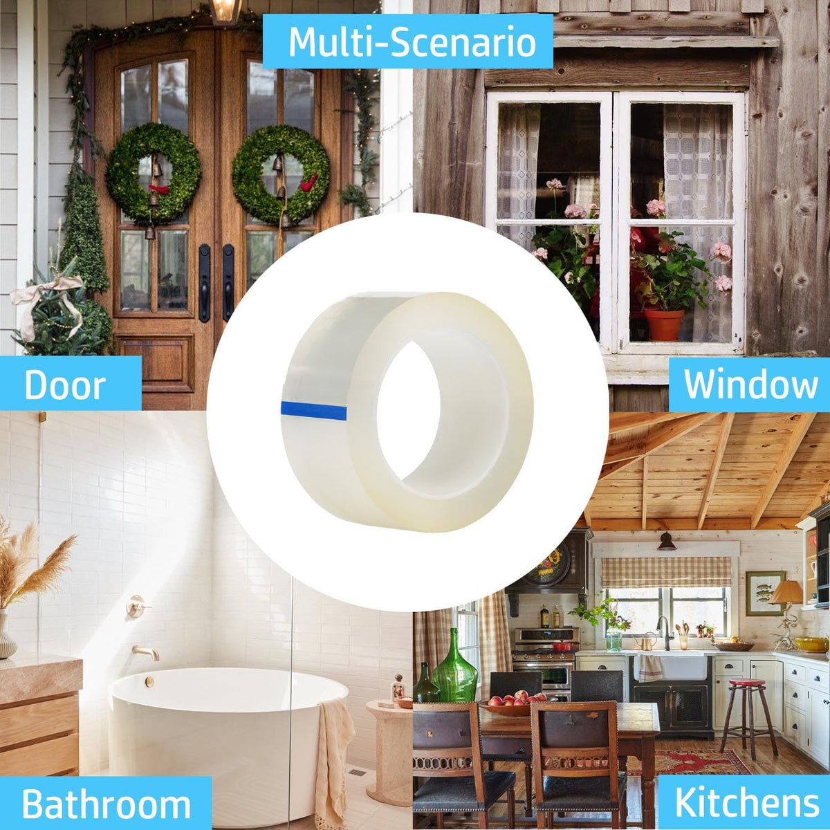 Transparent Window Weather Sealing Tape 2 Inch x 33 FT Weather Stripping Residue-Free Clear Window