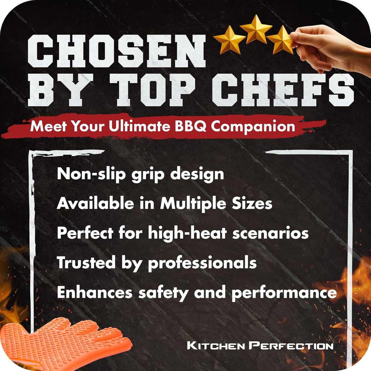 KITCHEN PERFECTION Silicone Smoker Oven Gloves -Extreme Heat Resistant BBQ Gloves -Handle Hot Food