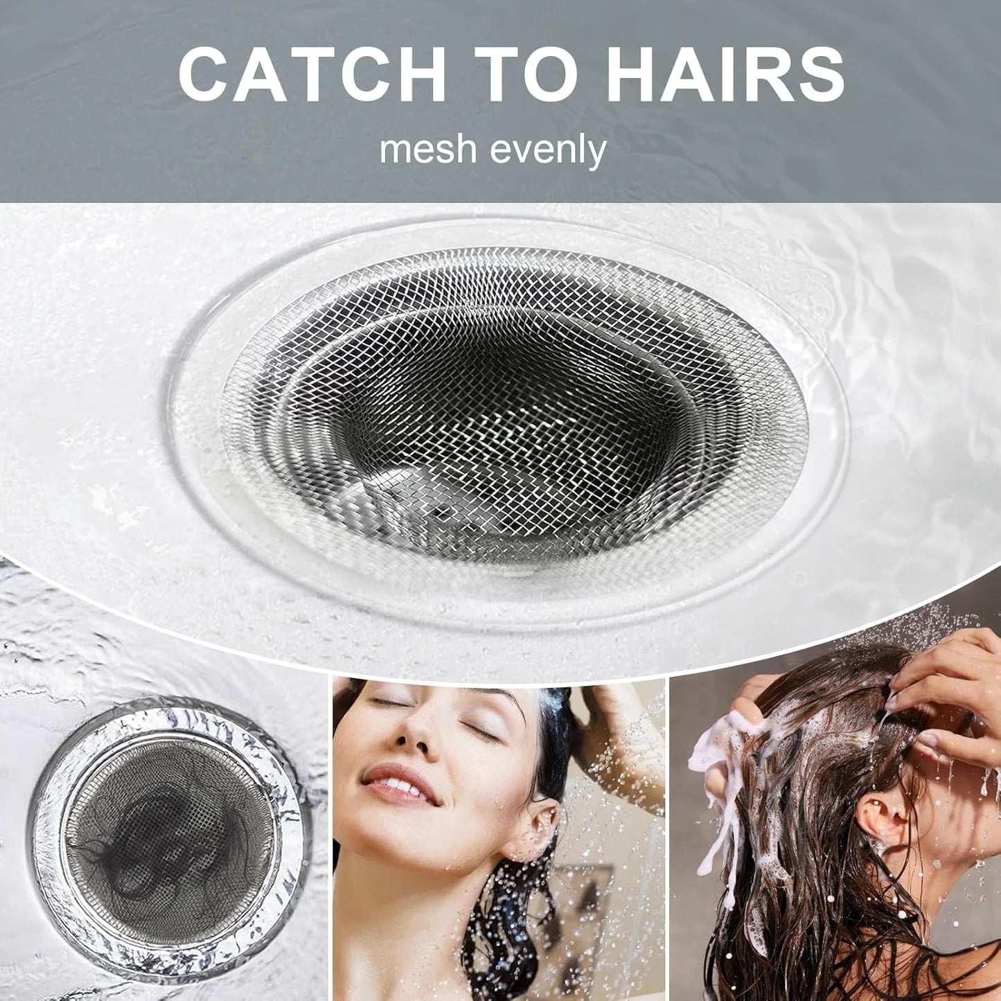 2pcs Heavy Duty Stainless Steel Slop Basket Filter Trap, 2.75" Top / 1" Mesh Metal Sink Strainer