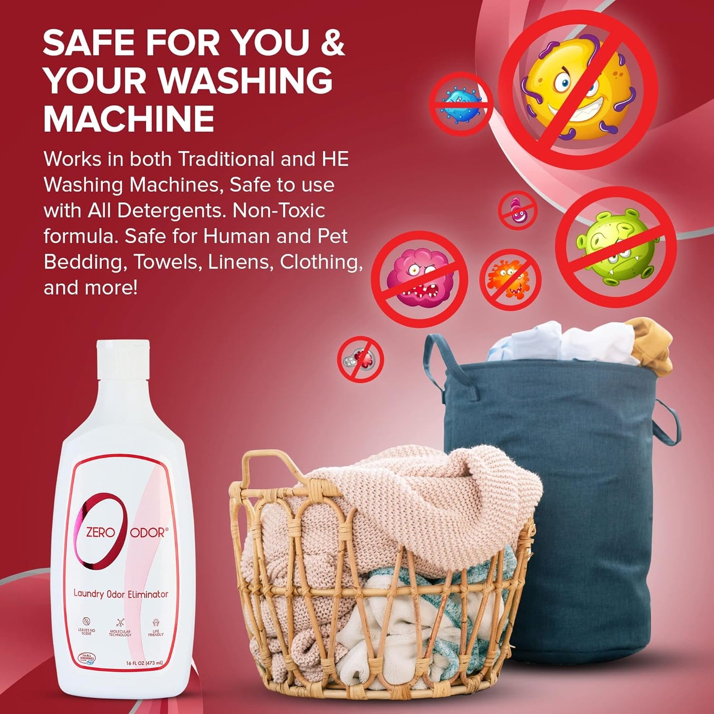 Zero Odor – Laundry Odor Eliminator - Permanently Eliminate laundry Odor – Patented Molecular