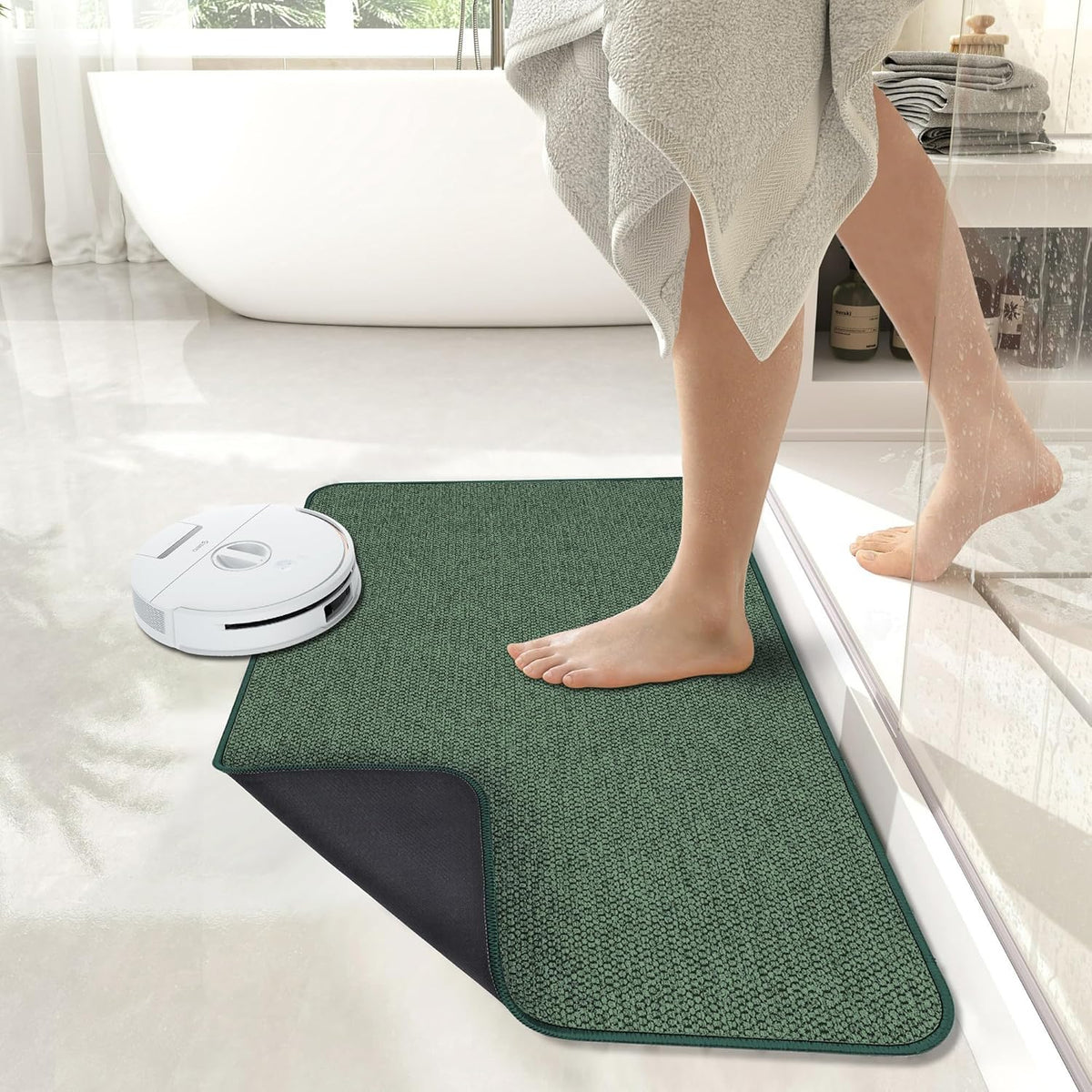 Bath Mat,Ultra Thin Bathroom Rugs,Rubber Bath Mats for Bathroom,No Slip Bath Rugs,Quick Dry,Machine