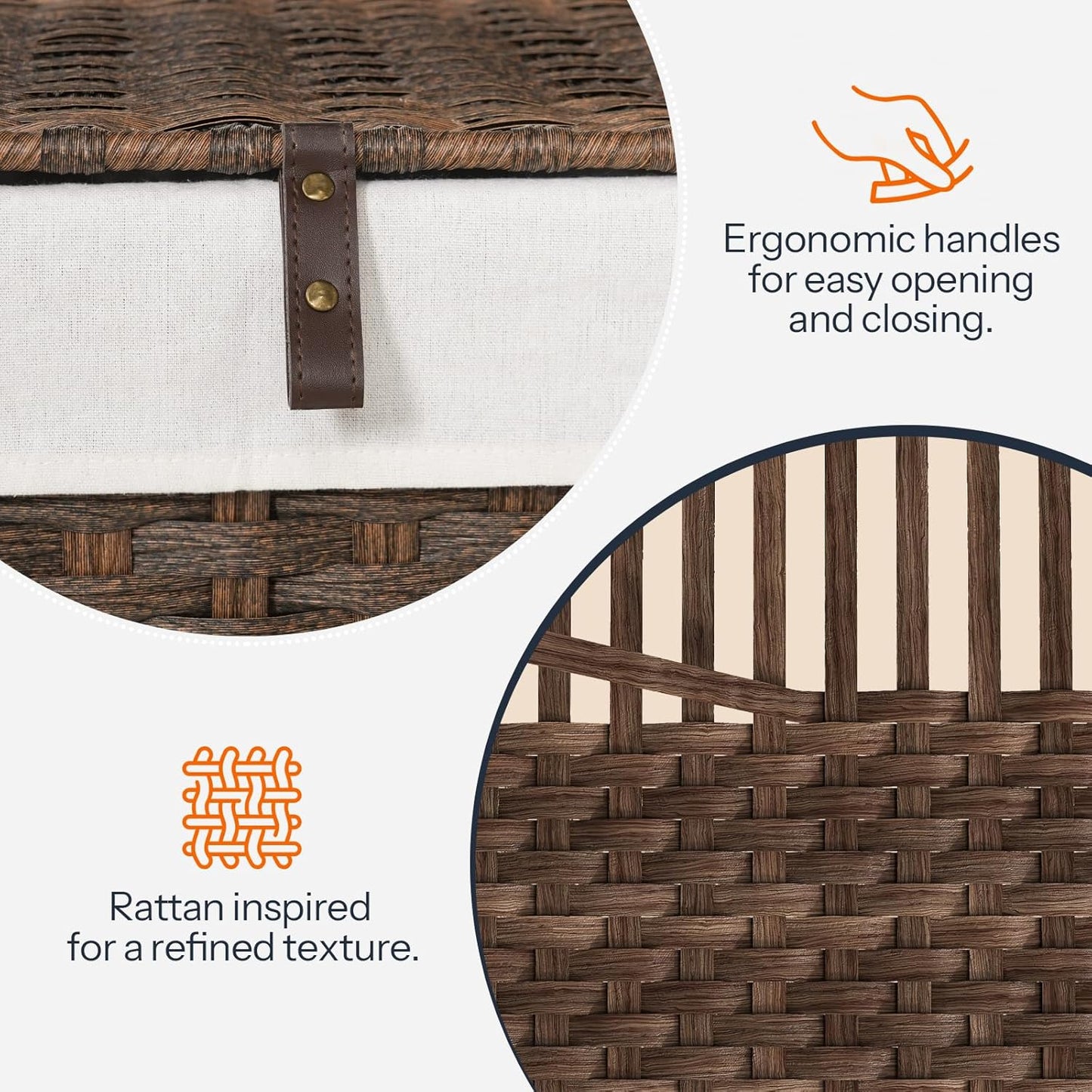 HOOBRO Storage Basket with Lid, 17.2 Gallon (65L) Wicker Basket, Handwoven Blanket Storage Basket
