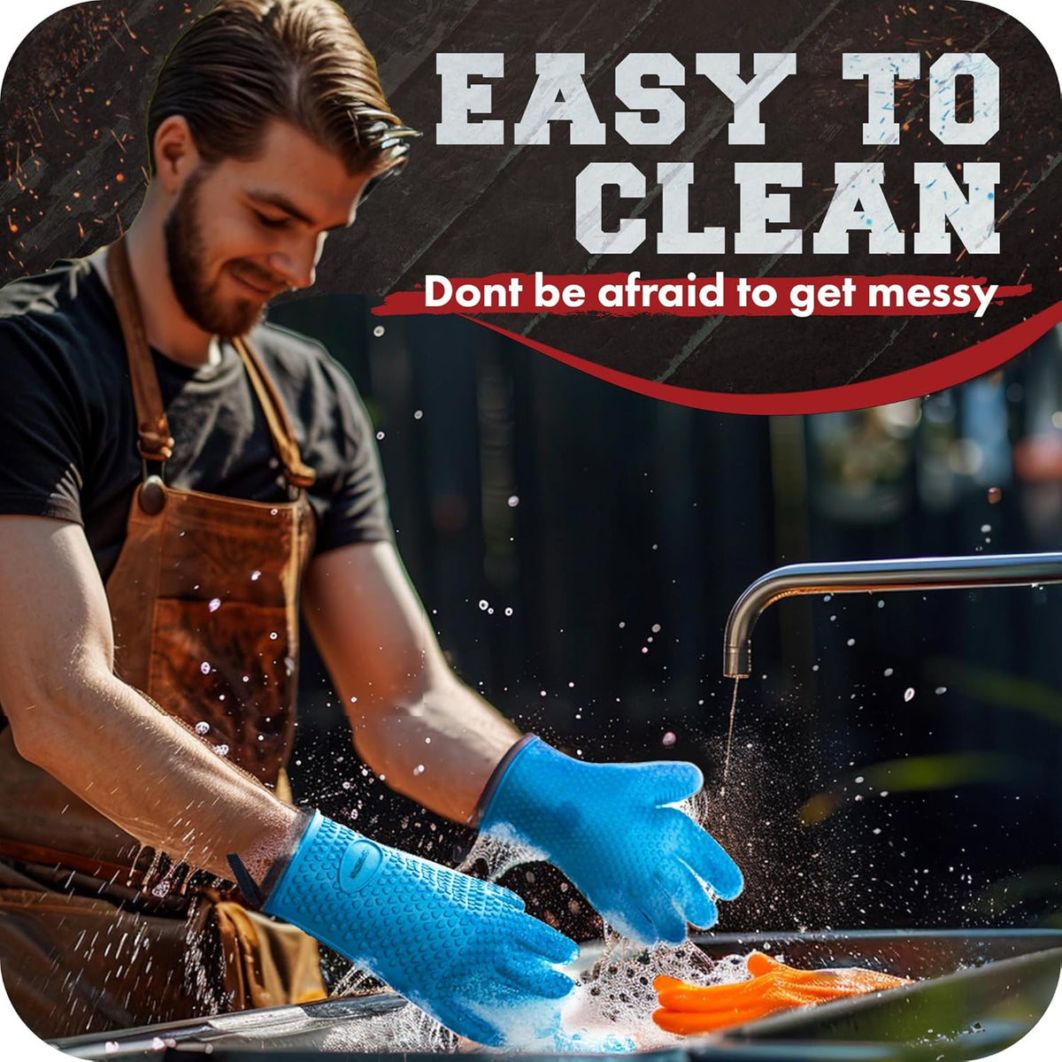 KITCHEN PERFECTION XL Silicone Smoker Oven Gloves-Extreme HeatResistant Gloves-Handle Hot Food