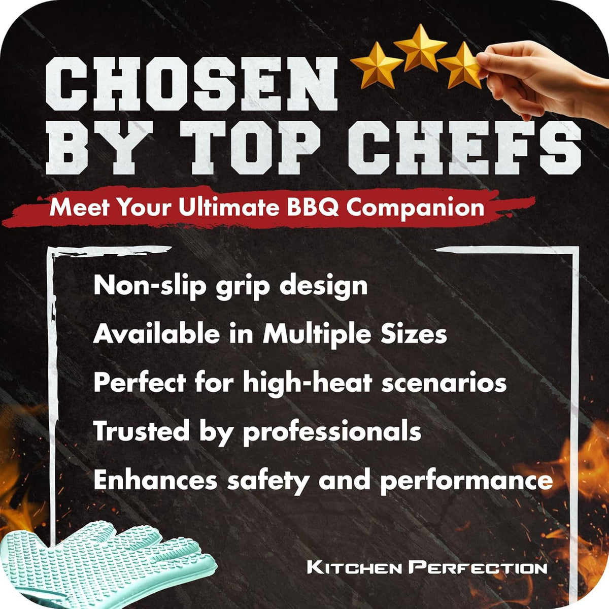 KITCHEN PERFECTION Silicone Smoker Oven Gloves -Extreme Heat Resistant BBQ Gloves -Handle Hot Food
