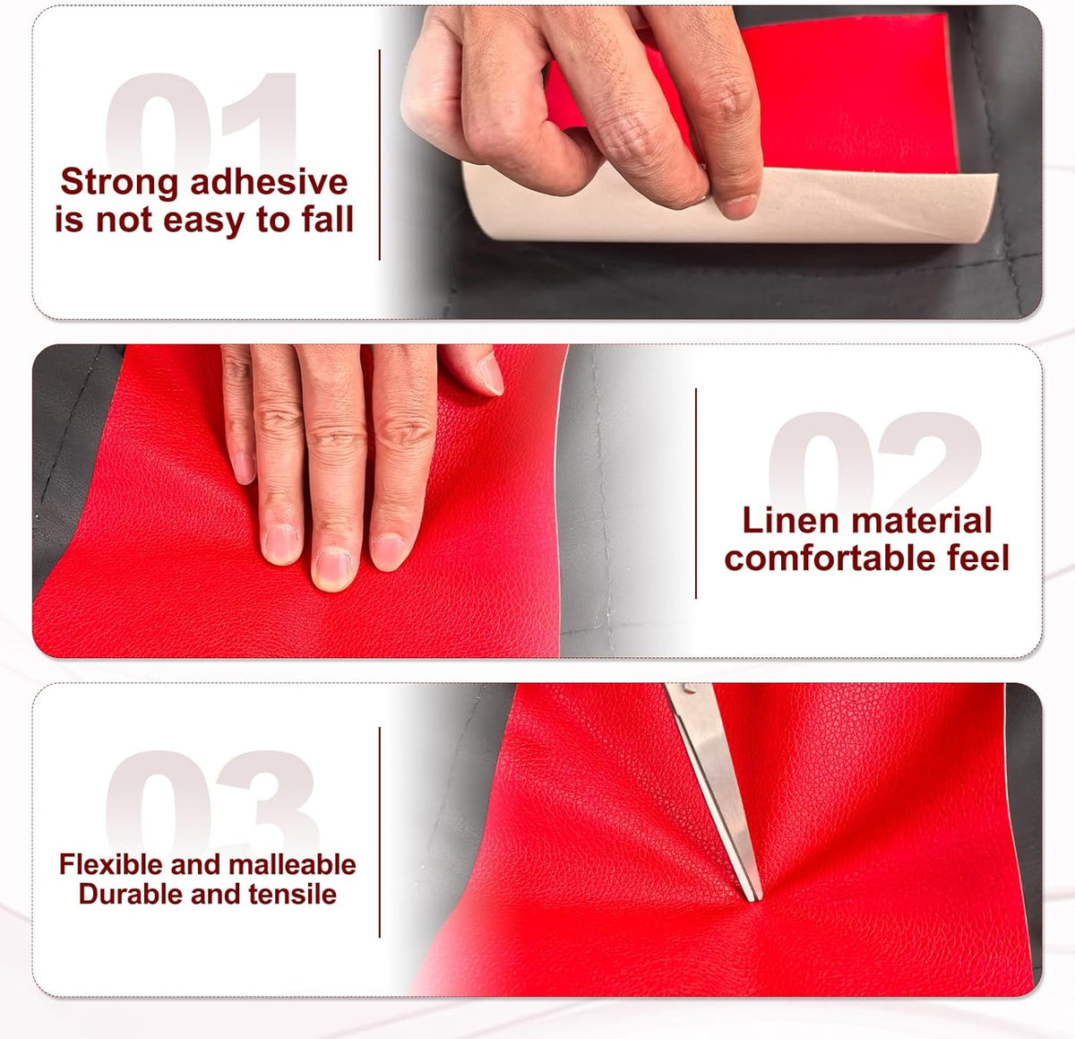 PATIKIL Leather Patches Tape for Furniture, 6.3 x 61 Inch Self Adhesive Vinyl Leather Repair Kit